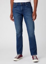 WRANGLER MĘSKIE SPODNIE JEANSOWE WRANGLER GREENSBORO BLUE ARCADE W15QYL31Q 112145844. Niebieskie jeansy męskie Wrangler, bez wzorów, z jeansu. Za 229.99 zł.