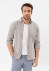 Bawełniana koszula, Regular Fit, K-NAIROBI. Brązowe koszule męskie Volcano, l, bez wzorów, z bawełny, bez kołnierzyka, bez ramiączek. Za 119.99 zł.