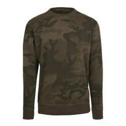 Męska Bluza Z Dekoltem W Kamuflażu. Zielone bluzy nierozpinane męskie BUILD YOUR BRAND, m, bez wzorów, bez ramiączek, bez kaptura. Za 153.99 zł.