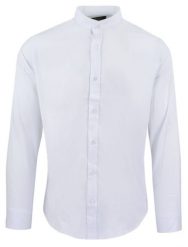 Koszula Taliowana na Stójce, Męska - Rigon - Biała. Białe koszule męskie Rigon, m, bez wzorów, z bawełny, bez kołnierzyka, bez ramiączek. Za 139.00 zł.