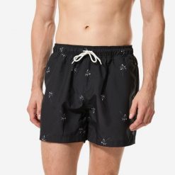 Spodenki surfingowe męskie Decathlon 100 15" Palmito. Czarne szorty męskie Decathlon, bez wzorów, z materiału, sportowe. Za 49.99 zł.