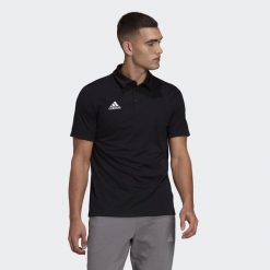 Koszulka polo do piłki nożnej męska Adidas Entrada 22 Polo z krótkim rękawem. Czarne koszulki polo męskie ADIDAS, m, bez wzorów, z poliesteru, sportowe, bez kołnierzyka, bez ramiączek. Za 75.72 zł.