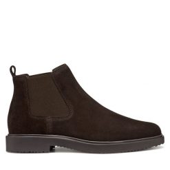 Sztyblety Geox. Brązowe sztyblety męskie Geox, bez obcasa, bez zapięcia. Za 399.99 zł.