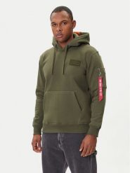 Alpha Industries Bluza Red Stripe 178314 Zielony Regular Fit. Zielone bluzy nierozpinane męskie Alpha Industries, m, bez wzorów, z bawełny, bez ramiączek, bez kaptura. Za 259.99 zł.