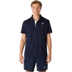 Polo Asics Court. Niebieskie koszulki polo męskie Asics, bez wzorów, sportowe, bez kołnierzyka, bez ramiączek. Za 197.50 zł.