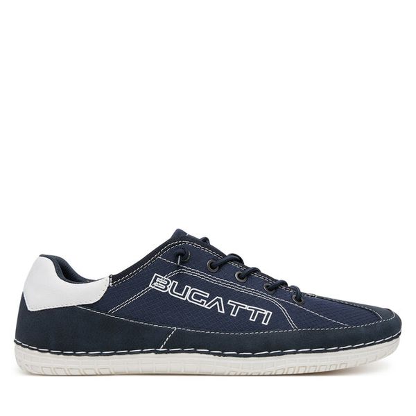 Półbuty Bugatti. Niebieskie codzienne półbuty męskie Bugatti, bez wzorów, bez obcasa, bez zapięcia. Za 249.99 zł.