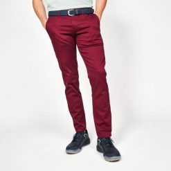 Spodnie do golfa chino męskie Inesis MW500 bawełniane. Fioletowe eleganckie spodnie męskie INESIS, bez wzorów, z bawełny, sportowe. Za 99.99 zł.