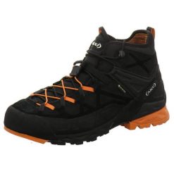 Buty trekkingowe męskie Aku Rock Dfs Mid Gtx. Czarne buty trekkingowe męskie Aku, bez wzorów, z materiału, rockowe, bez obcasa, bez zapięcia. Za 921.00 zł.