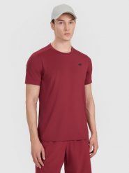 4F Koszulka treningowa szybkoschnąca męska - czerwona S. Czerwone t-shirty męskie 4f, m, bez wzorów, z elastanu, bez kołnierzyka, bez ramiączek. Za 79.99 zł.