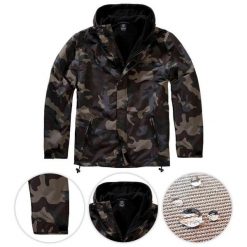 Kurtka turystyczna męska Brandit Frontzip Windbreaker Dark Camo. Brązowe kurtki męskie Brandit, m, bez wzorów, bez ramiączek, bez kaptura. Za 337.00 zł.