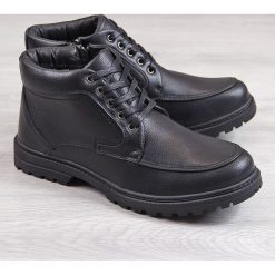 Botki męskie ocieplane czarne Man`s Style. Czarne sztyblety męskie Atletico, bez obcasa, bez zapięcia. Za 75.00 zł.