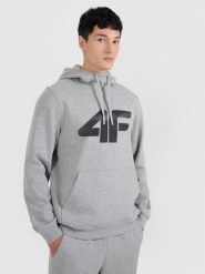 4F Bluza dresowa nierozpinana z kapturem męska - szara S. Szare bluzy nierozpinane męskie 4f, m, bez wzorów, z bawełny, bez ramiączek, z kapturem. Za 159.99 zł.