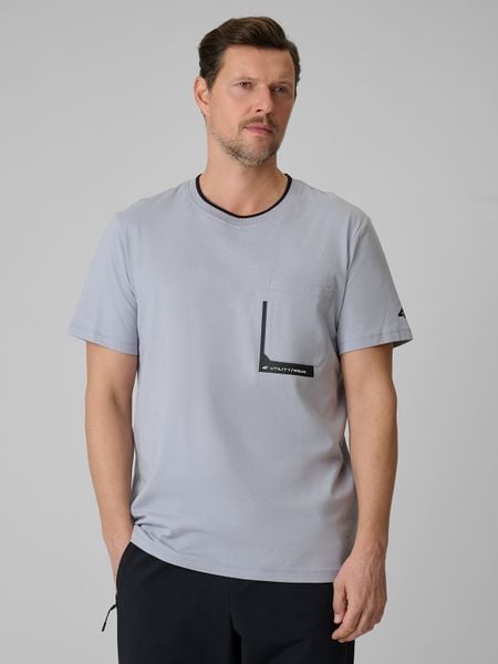 4F T-shirt regular z nadrukiem męski - szary M. Szare t-shirty męskie 4f, m, bez wzorów, z dzianiny, bez kołnierzyka, bez ramiączek. Za 59.99 zł.