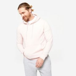 Bluza z kapturem męska Domyos Gym & Pilates. Czerwone bluzy nierozpinane męskie DOMYOS, m, bez wzorów, z bawełny, z kapturem. Za 99.99 zł.