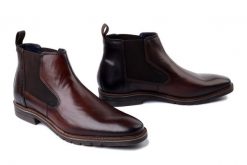 BUGATTI 311-A9E34-1111 6361 cognac/dark brown, botki męskie. Brązowe sztyblety męskie Bugatti, bez obcasa, bez zapięcia. Za 444.91 zł.