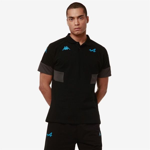Polo Alpine F1 Andoi 2024. Czarne koszulki polo męskie Kappa, m, bez wzorów, bez kołnierzyka, bez ramiączek. Za 274.50 zł.