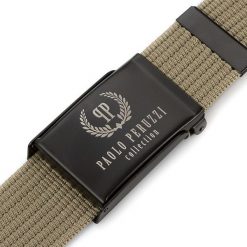 Pasek parciany PAOLO PERUZZI PW-13-105 cm beżowy khaki. Brązowe paski męskie Paolo Peruzzi, bez wzorów, z materiału. Za 33.25 zł.