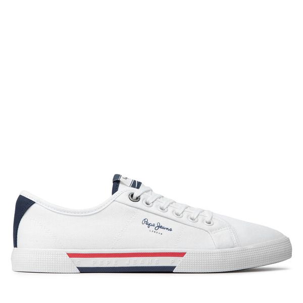 Tenisówki Pepe Jeans. Białe trampki męskie Pepe Jeans, bez wzorów, z jeansu, bez zapięcia. Za 189.99 zł.