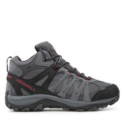 Trekkingi Merrell. Szare buty trekkingowe męskie Merrell, bez wzorów, sportowe, bez obcasa, bez zapięcia. Za 419.99 zł.