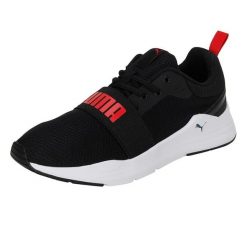 Przewodowe Buty Do Biegania Dla Dorosłych Unisex. Czarne buty do biegania męskie Puma, bez wzorów, sportowe, bez obcasa, bez zapięcia. Za 285.99 zł.