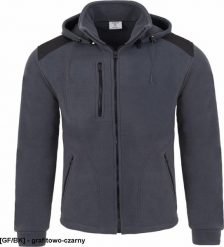 JHK FLRA 340 BUS HOOD PREMIUM - bluza polarowa z odpinanym kapturem 350-360 g/m2 - grafitowo-czarny L. Czarne bluzy z kapturem męskie JHK, l, bez wzorów, z polaru. Za 84.32 zł.