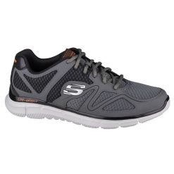 Buty sportowe Sneakersy męskie, Skechers Satisfaction-Flash Point. Szare buty sportowe na co dzień męskie Skechers, m, bez wzorów, z materiału, casualowe, bez ramiączek, bez kaptura, trekkingowe. Za 239.99 zł.