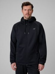 4F Bluza treningowa regular z kapturem męska - czarna M. Czarne bluzy z kapturem męskie 4f, m, bez wzorów, ze skóry, z kapturem. Za 199.99 zł.