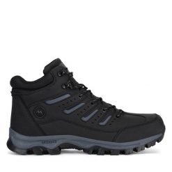 Trekkingi Sprandi. Czarne buty trekkingowe męskie Sprandi, bez wzorów, sportowe, bez obcasa, bez zapięcia. Za 179.99 zł.