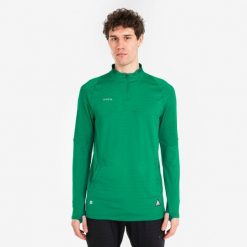 Bluza piłkarska Kipsta CLR półsuwak. Zielone bluzy nierozpinane męskie KIPSTA, l, bez wzorów, z materiału, sportowe, bez ramiączek, bez kaptura. Za 129.99 zł.