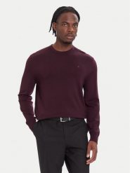 Calvin Klein Sweter LV04LB305G Bordowy Regular Fit. Czerwone kardigany męskie Calvin Klein, l, bez wzorów, z wełny, bez ramiączek. Za 519.99 zł.