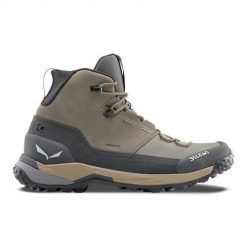 Buty trekkingowe męskie Salewa Puez Leather Mid Powertex. Szare buty trekkingowe męskie Salewa, bez wzorów, z materiału, sportowe, za kostkę, bez obcasa, bez zapięcia. Za 1,159.00 zł.