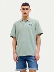 Jack & Jones Polo Hudson 12269238 Zielony Regular Fit. Zielone koszulki polo męskie Jack & Jones, l, bez wzorów, z bawełny, bez kołnierzyka, bez ramiączek. Za 59.99 zł.
