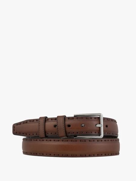 Brązowy pasek ze skóry licowej. Brązowe paski męskie Ryłko, bez wzorów, z denimu, casualowe. Za 129.99 zł.