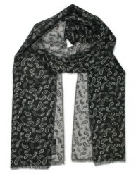Szalik Czarno-Szary, Miękki, Wzór Paisley, Łezki, Nerki, Firmy V.Fraas -Cashmink- Elegancki, Męski. Szare szaliki męskie V. Fraas, bez wzorów, z materiału, eleganckie. Za 59.00 zł.
