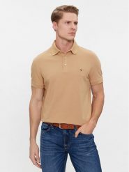 Tommy Hilfiger Polo 1985 MW0MW17771 Brązowy Slim Fit. Brązowe koszulki polo męskie Tommy Hilfiger, m, bez wzorów, z bawełny, bez kołnierzyka, bez ramiączek. Za 369.99 zł.