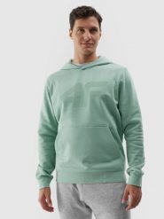4F Bluza dresowa nierozpinana z kapturem męska - turkusowa L. Niebieskie bluzy nierozpinane męskie 4f, l, bez wzorów, z bawełny, z kapturem. W wyprzedaży za 89.99 zł.