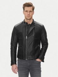 Serge Pariente Kurtka skórzana Couture Czarny Slim Fit. Czarne kurtki męskie Serge Pariente, m, bez wzorów, ze skóry, bez ramiączek, bez kaptura. Za 989.99 zł.