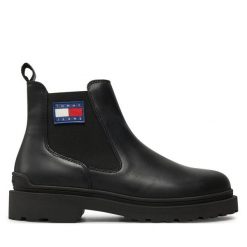 Sztyblety Tommy Jeans. Czarne sztyblety męskie Tommy Jeans, z jeansu, bez obcasa, bez zapięcia. Za 449.99 zł.