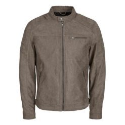Kurtka Jack & Jones Rocky zamszowa falcon. Kurtki męskie Jack&Jones, bez wzorów, z zamszu, bez ramiączek, bez kaptura. Za 338.36 zł.