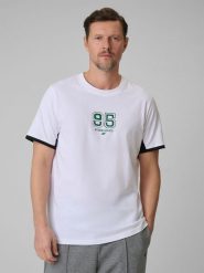 4F T-shirt regular z nadrukiem męski - biały S. Białe t-shirty męskie 4f, m, bez wzorów, z bawełny, bez kołnierzyka, bez ramiączek. Za 79.99 zł.