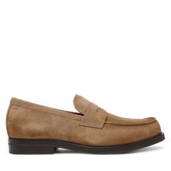 Mokasyny BOSS. Brązowe mokasyny męskie Boss, bez zapięcia. Za 1,469.00 zł.