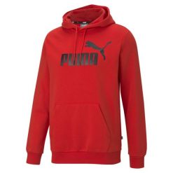 Męska bluza z kapturem z dużym logo Essentials PUMA High Risk Red. Białe bluzy z kapturem męskie Puma, m, bez wzorów, z kapturem. W wyprzedaży za 220.95 zł.