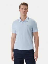 Calvin Klein Polo LV04LC239G Błękitny Regular Fit. Niebieskie koszulki polo męskie Calvin Klein, l, bez wzorów, z bawełny, bez kołnierzyka, bez ramiączek. Za 289.99 zł.