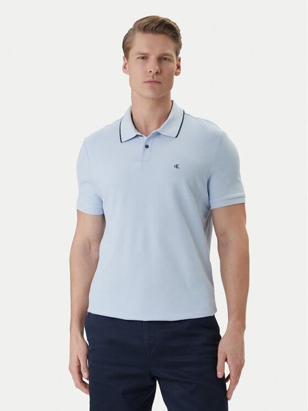 Calvin Klein Polo LV04LC239G Błękitny Regular Fit. Niebieskie koszulki polo męskie Calvin Klein, m, bez wzorów, z bawełny, bez kołnierzyka, bez ramiączek. Za 289.99 zł.