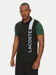 Lacoste Polo DH8940 Czarny Regular Fit. Czarne koszulki polo męskie Lacoste, m, bez wzorów, z syntetyku, sportowe, bez kołnierzyka, bez ramiączek. Za 279.99 zł.
