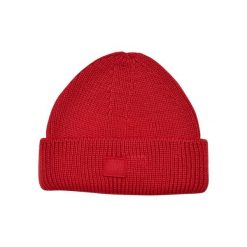 Czapka z wełny dzierganej Urban Classics. Czerwone czapki męskie Urban Classics, bez wzorów, dziergany. Za 156.00 zł.