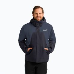 Kurtka narciarska męska Jack Wolfskin Flowline 2L Ins. Niebieskie kurtki narciarskie i snowboardowe męskie Jack Wolfskin, na zimę, l, bez wzorów, bez kaptura, narciarskie. Za 899.99 zł.