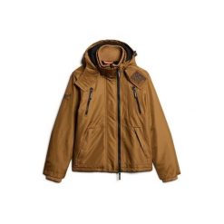 Kurtka przeciwdeszczowa z kapturem Superdry Mountain. Brązowe kurtki męskie Superdry., m, bez wzorów, bez ramiączek, z kapturem. W wyprzedaży za 406.75 zł.