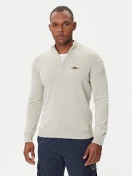 Aeronautica Militare Sweter 252MA1578UL00506 Beżowy Regular Fit. Brązowe kardigany męskie Aeronautica Militare, m, bez wzorów, z bawełny, bez ramiączek. Za 549.99 zł.