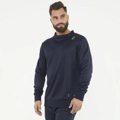 Bluza techniczna treningowa MUZO. Niebieskie bluzy nierozpinane męskie Legea, m, bez wzorów, z poliesteru, sportowe, bez ramiączek, bez kaptura. W wyprzedaży za 88.50 zł.